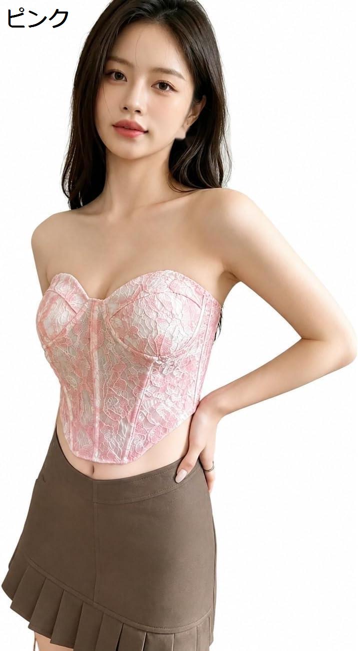 ビスチェ コルセット カップ付き チューブトップ レトロ 花柄 ベア