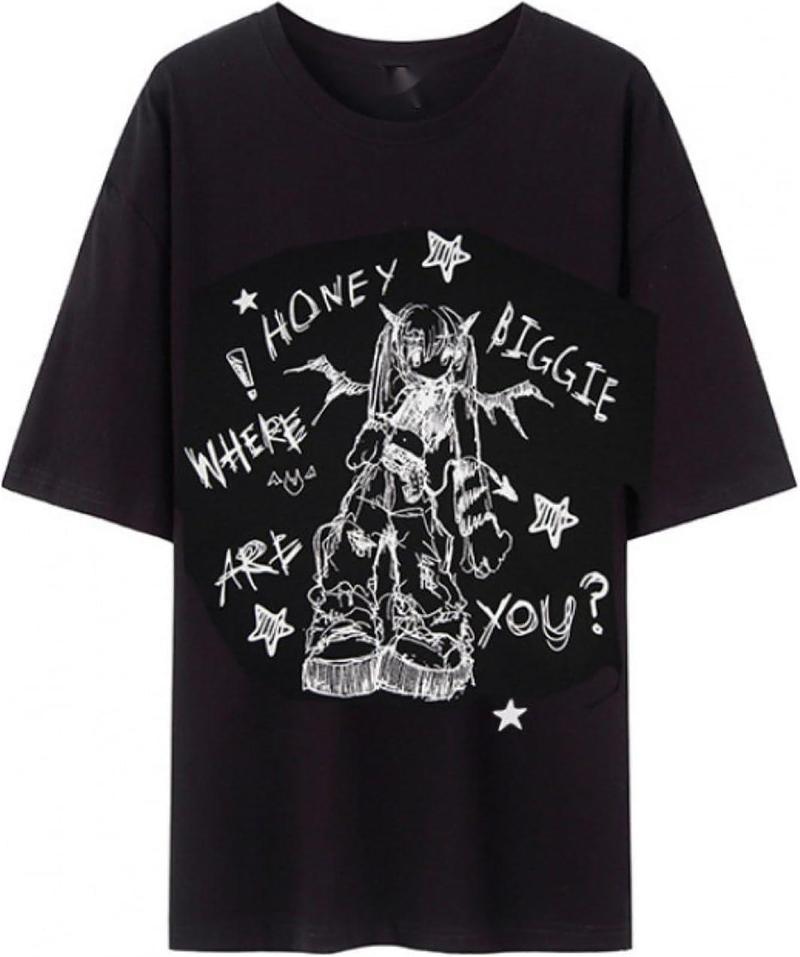 Tシャツ レディース 半袖 プリント クルーネック 地雷系 サブカル