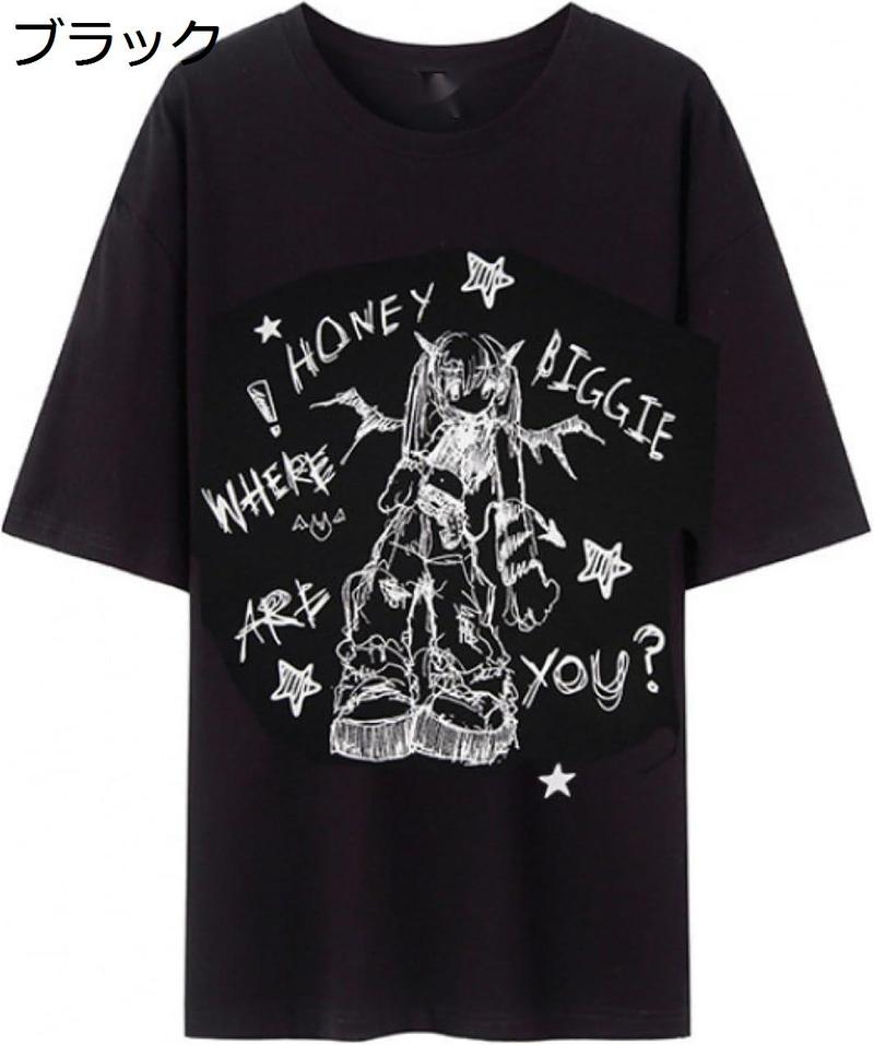 Tシャツ レディース 半袖 プリント クルーネック 地雷系 サブカル