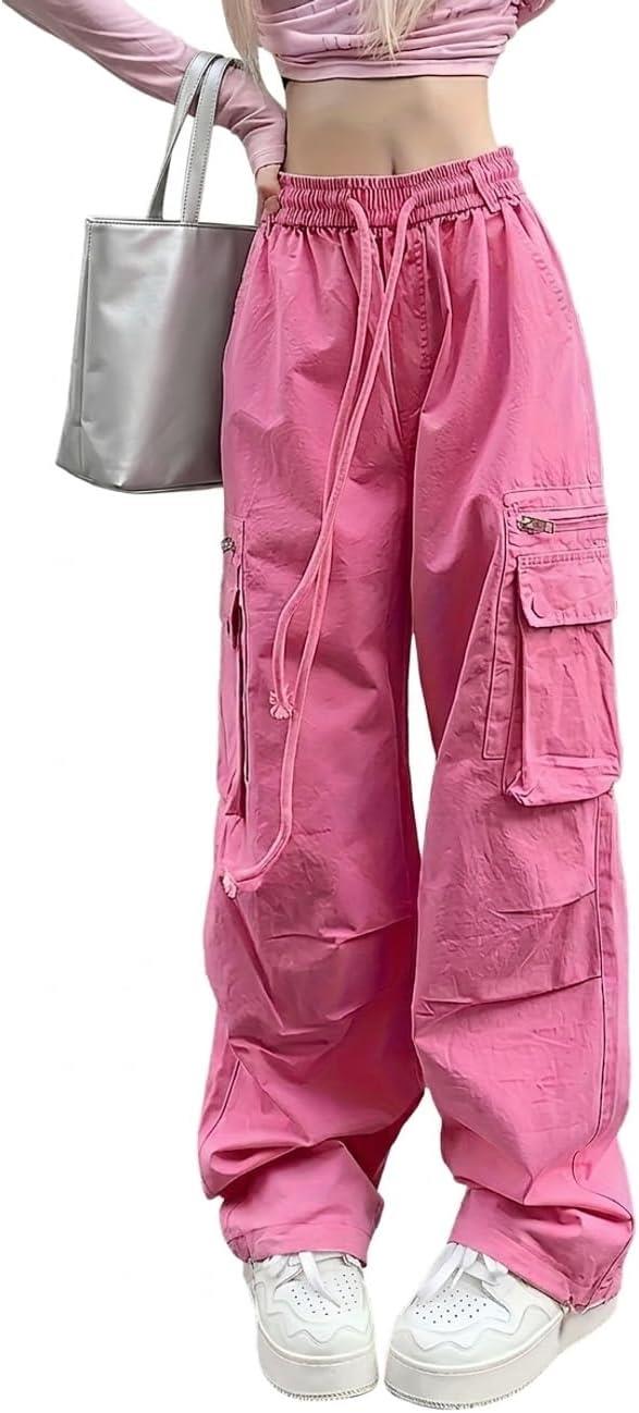 HEIHEI ヘイヘイ ハートポケットカーゴパンツ PINK ピンク カーゴパンツ レディース Y2K ワイドパンツ ハイウエスト ピンク