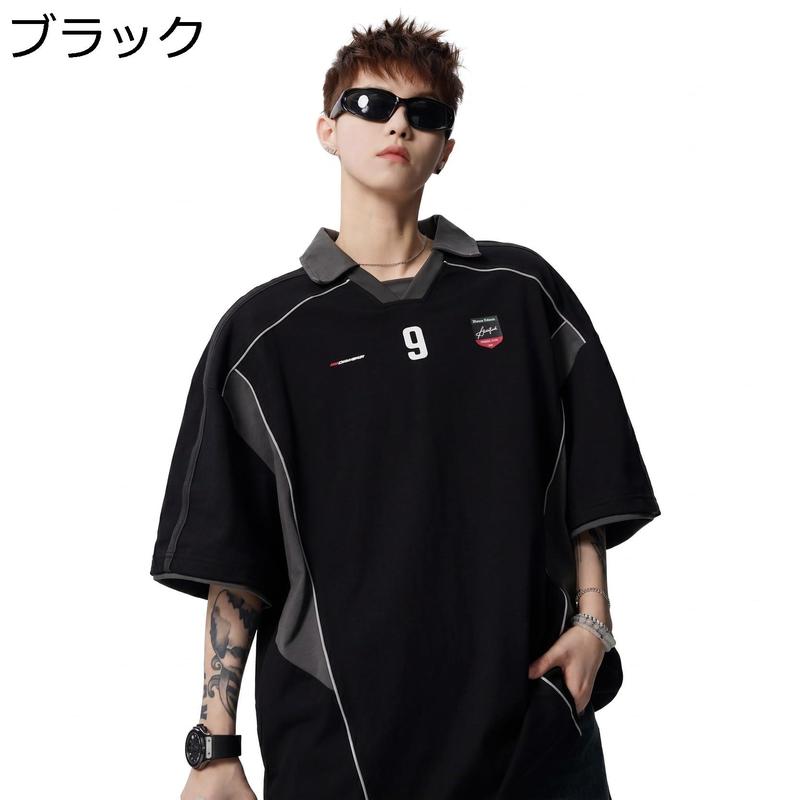 ポロシャツ メンズ 半袖 Tシャツ オーバーサイズ ゲームシャツ ビッグ