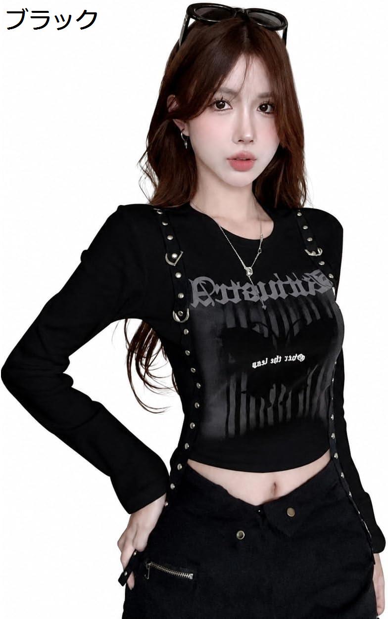 ロンT レディース 長袖 tシャツ クロップド トップス ショート丈 へそ