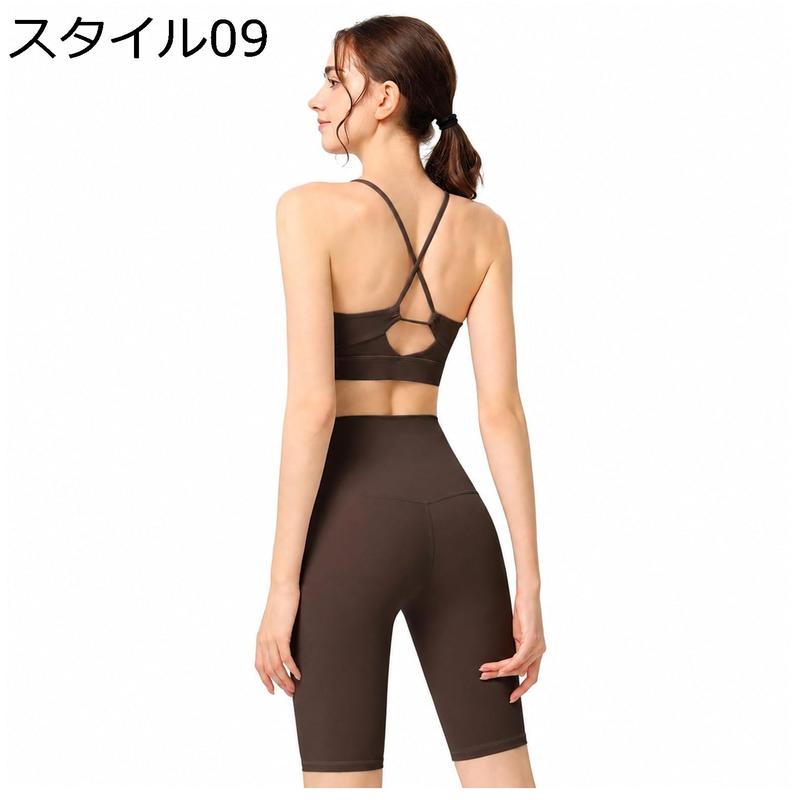 andar ヨガウェア セット ブラトップ レギンス ヨガウェア 上下セット 体型カバー レギンス バイカーショーツ 五分丈