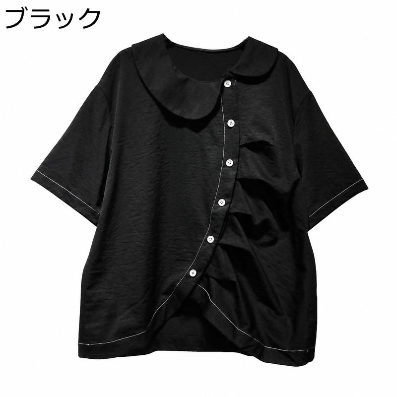 丸襟 シャツ 半袖 黒 tricot COMME des GAR ONS スパンコール丸襟 半袖
