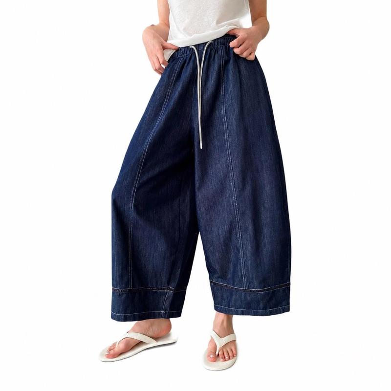 デニムパンツ レディース ワイドパンツ ジーンズ ウエストゴム