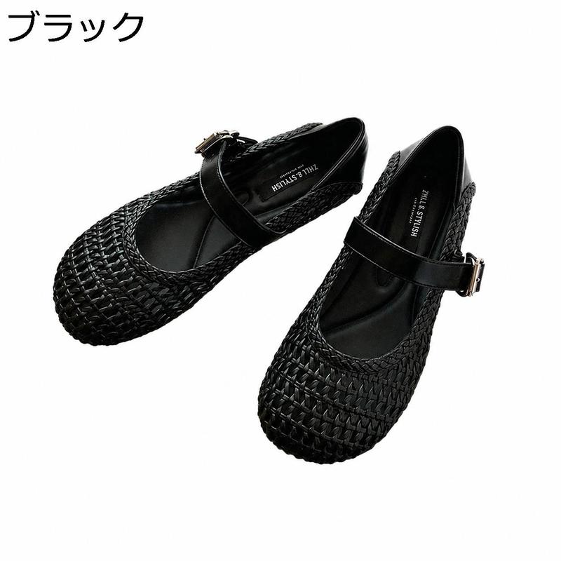 メッシュパンプス メリージェーン フラットシューズ レディース