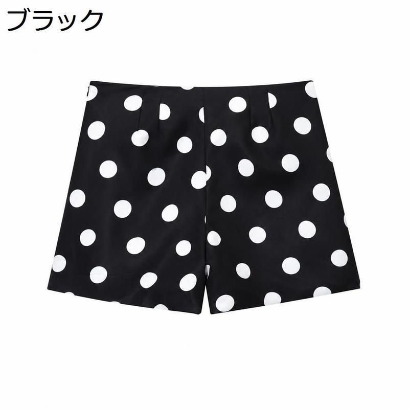 ショートパンツ レディース 水玉柄 ドット柄 ハイウエスト 短パン