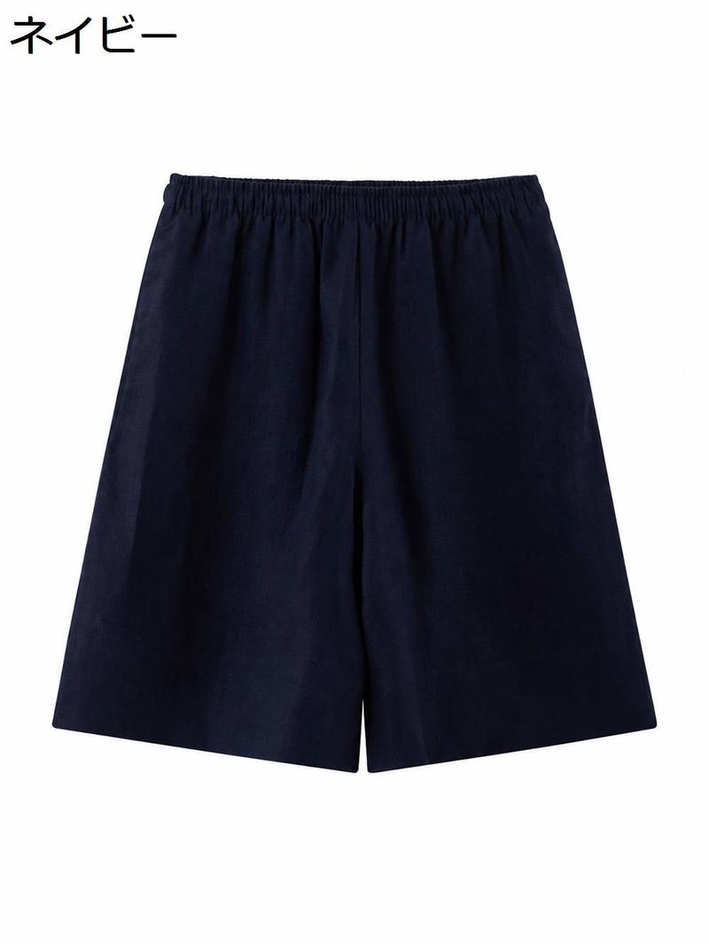 ハーフパンツ レディース リネン 麻 ショートパンツ ワイド 膝丈 五分
