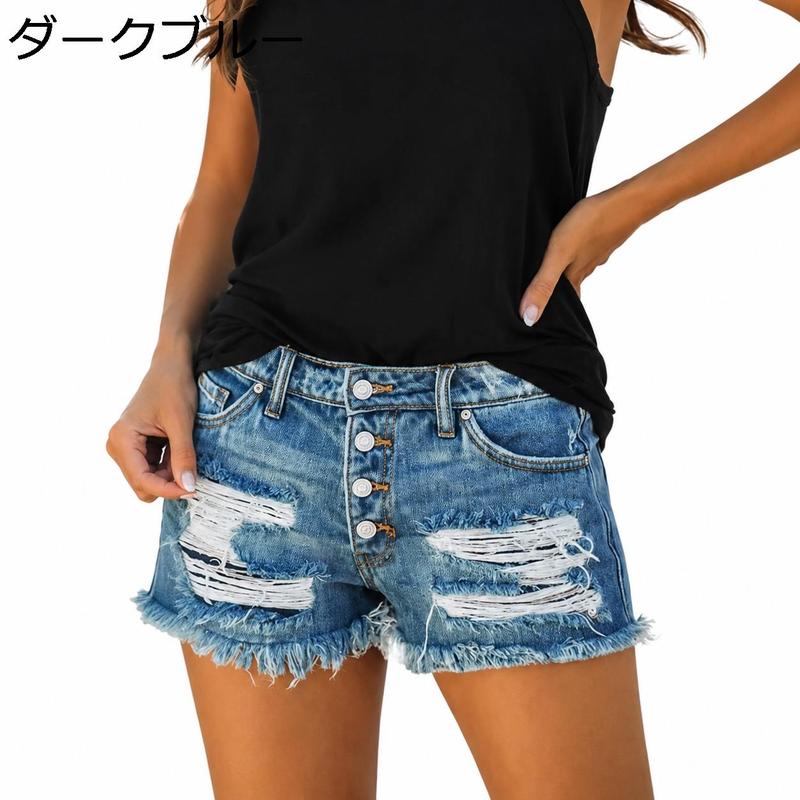デニムショートパンツ レディース ホットパンツ ダメージ加工