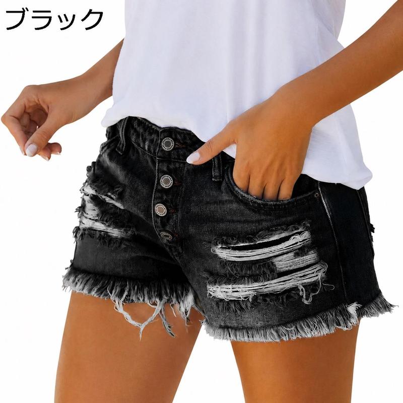 デニムショートパンツ レディース ホットパンツ ダメージ加工