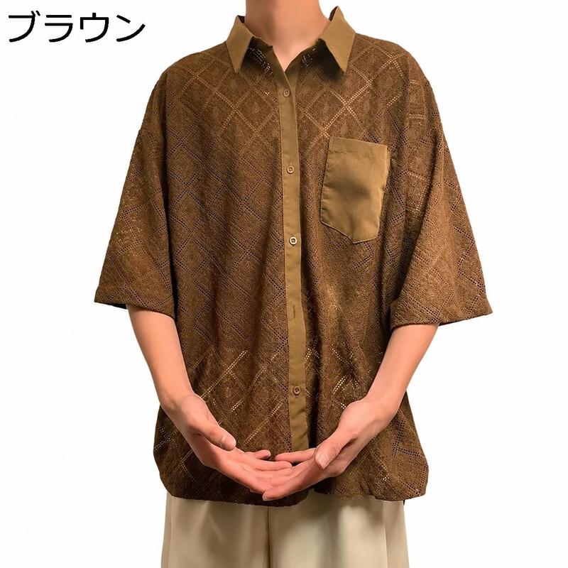 vintage シアーシャツ シースルー 90s 柄シャツ レトロ レイヤード 