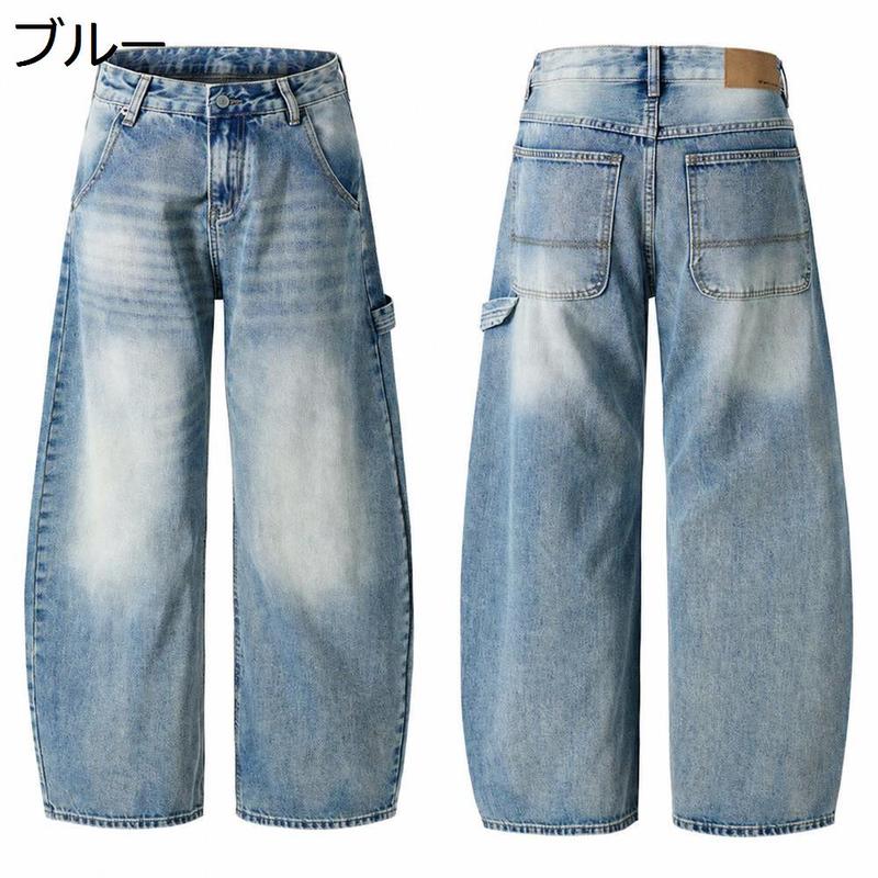 デニムパンツ メンズ Gパン ジーンズ ワイド 立体裁断 カーブ バギー