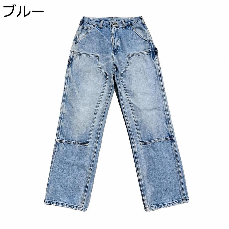 ペインターパンツ ダブルニー デニム メンズ Gパン ワイド ワーク 
