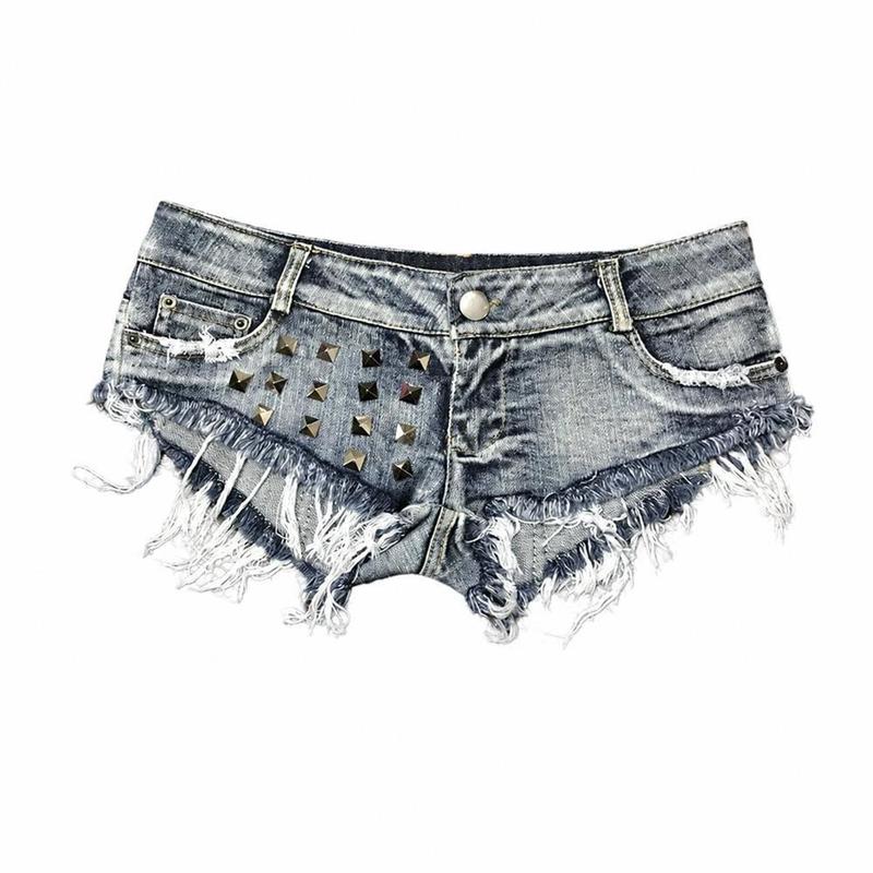 デニムショートパンツ レディース ローライズ ホットパンツ スタッズ