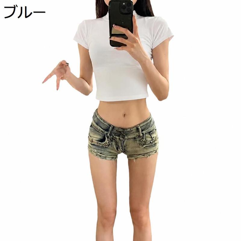 デニムショートパンツ レディース ローライズ ホットパンツ マイクロ