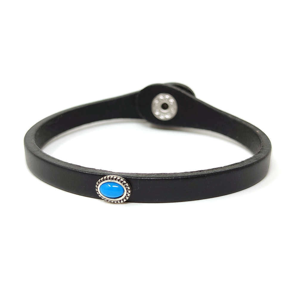 レザーブレスレット イタリアンレザー ターコイズ ターコイス コンチョ