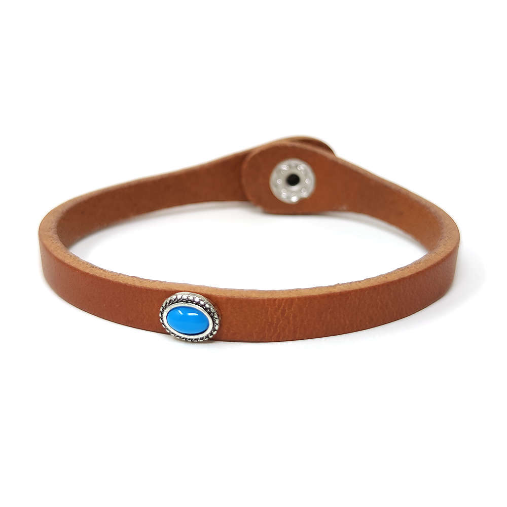 レザーブレスレット イタリアンレザー ターコイズ ターコイス コンチョ