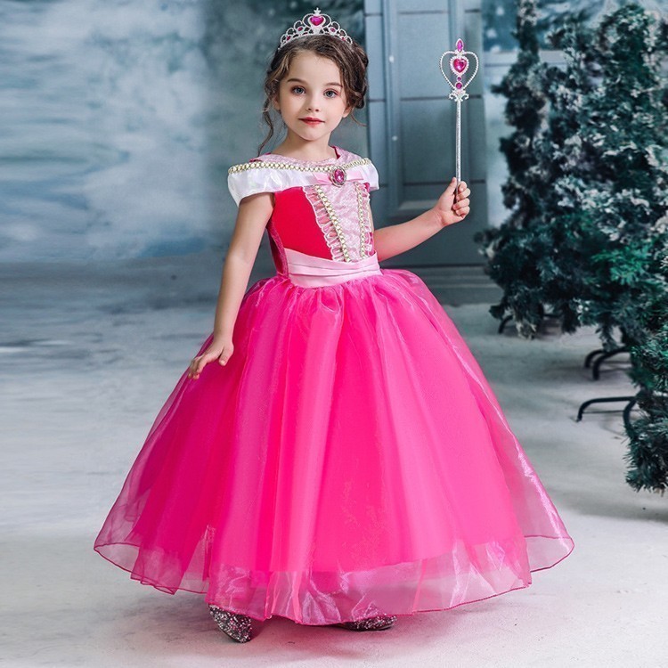即日発送 あすつく クリスマス プレゼント プリンセス ドレス 祝い プレゼント 衣装 子供 オーロラ姫 ピンク コスプレ なりきり 誕生日 ベビー ドレス かわいい :an-fa-122:子供ドレス専門店 アンジュココ 通販 