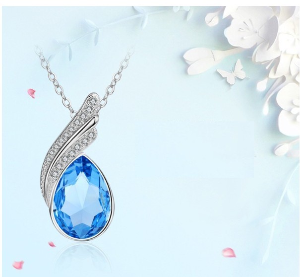 ネックレス レディース ブルー クリスタル キュービックジルコニア CZ