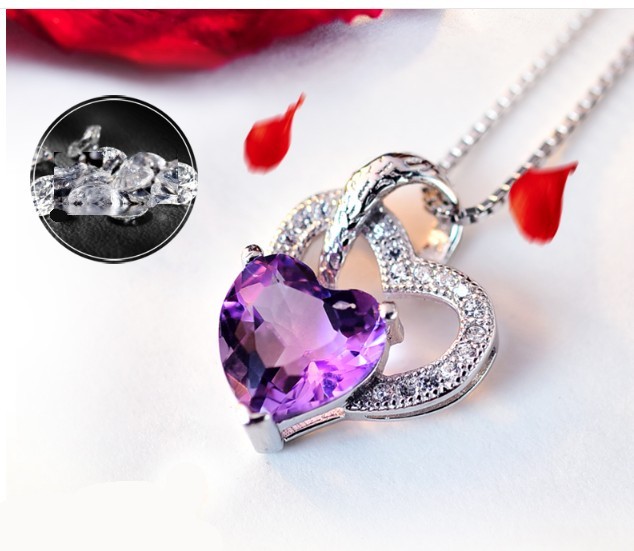 SWAROVSKI スワロフスキー ネックレス  ハート    シルバーカラー/パープル レディース / 240001202075 SWAROVSKI - SWAROVSKI スワロフスキー ネックレス ハート シルバー