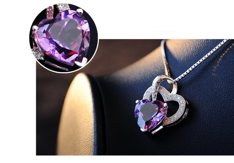 SWAROVSKI スワロフスキー ネックレス  ハート    シルバーカラー/パープル レディース / 240001202075 SWAROVSKI - SWAROVSKI スワロフスキー ネックレス ハート シルバー