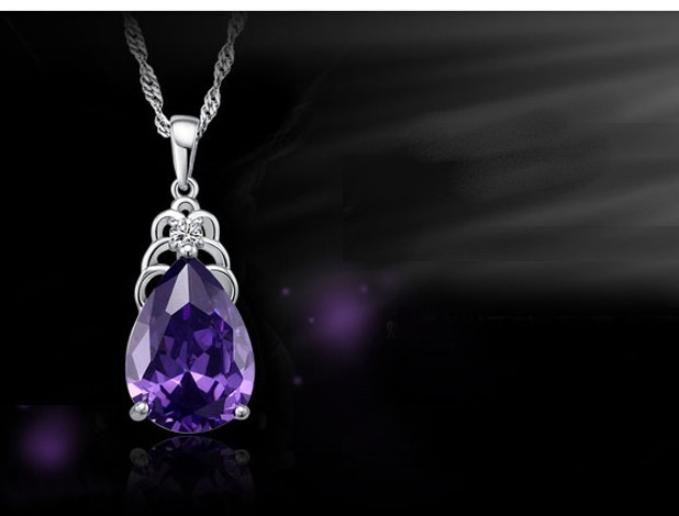 ネックレス レディース 紫水晶 CZダイヤモンド パープルカラー