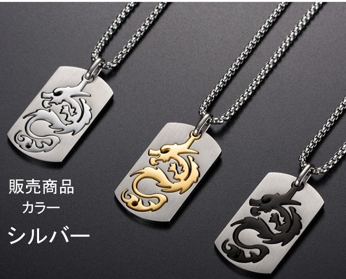 ネックレス メンズ 龍 ドラゴン ペンダント ステンレス 竜 アレルギー 送料無料 プレート テレビで話題