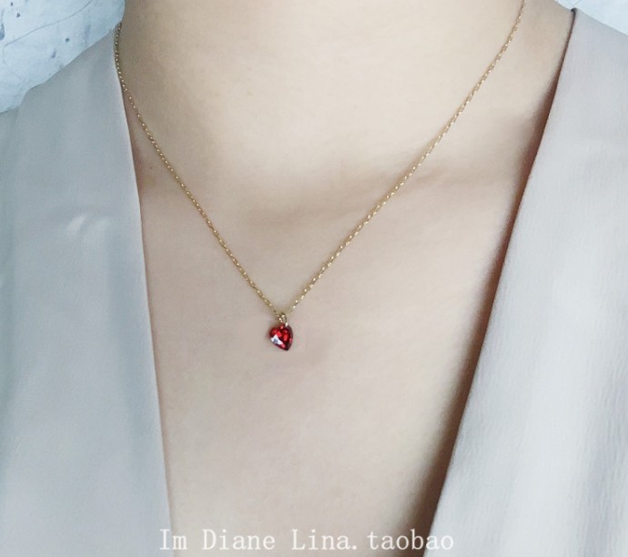 ネックレス レディース レッド ハートアレルギー対応 サージカル