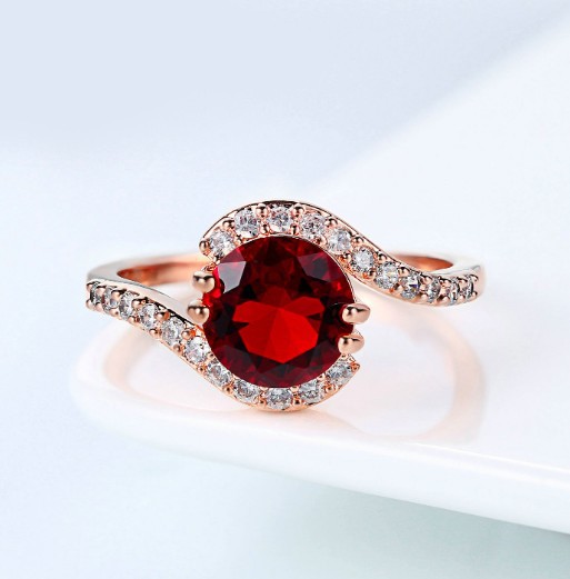 指輪 レディース キュービックジルコニア 紅色レッド 白色ホワイトCZ