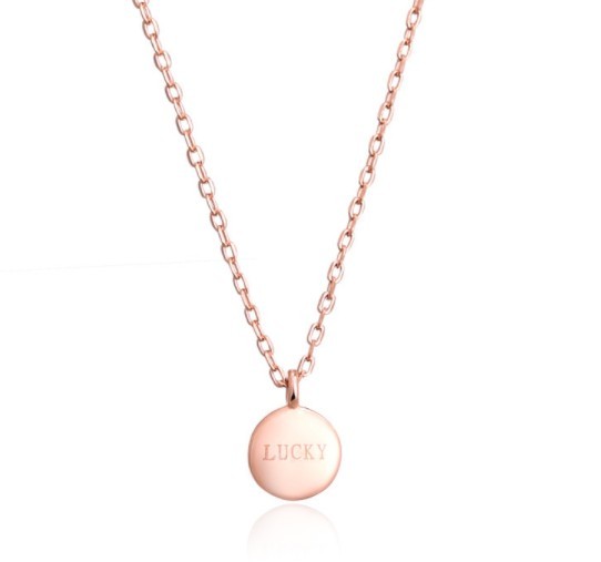 ネックレス レディース シルバー925 ペンダント丸プレート LUCKY