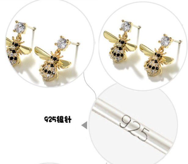 SWAROVSKI スワロフスキー　ハチ　ピアス　BEE イエローゴールド スワロフスキー置物・アクセサリー専門店 ☆プラネタリウム☆