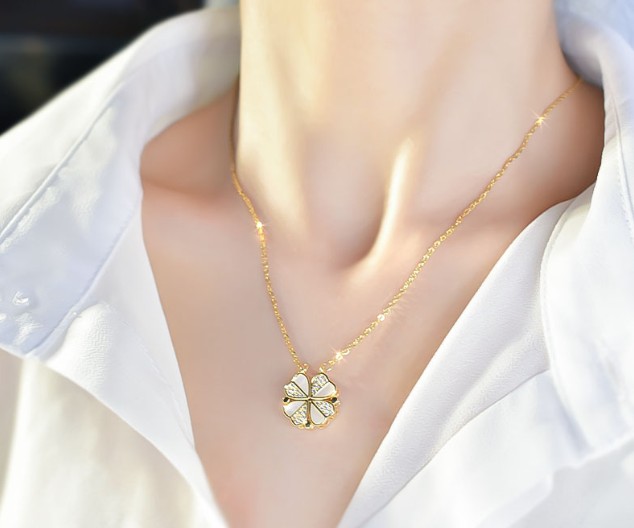 ネックレス レディース ステンレス 四つ葉 2way クローバー アレルギー