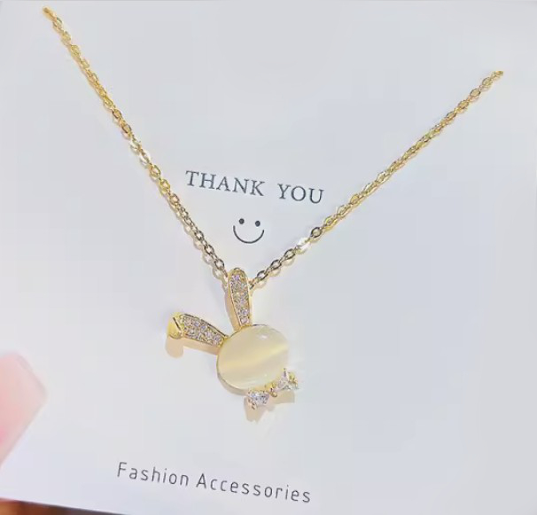 ネックレス ペンダント 兎 うさぎ レディース ウサギ ラビット 猫目石