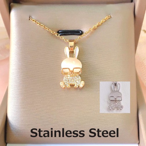 ネックレス レディース 金属アレルギー対応 眼鏡かけ兎 ウサギ うさぎ