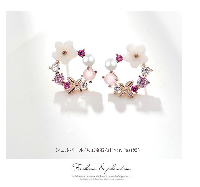 121Ax【スワロフスキー✨】ピアス　フラワー　お花　ピンクゴールド　大人可愛い 121Ax【スワロフスキー✨】ピアス フラワー お花 ピンクゴールド