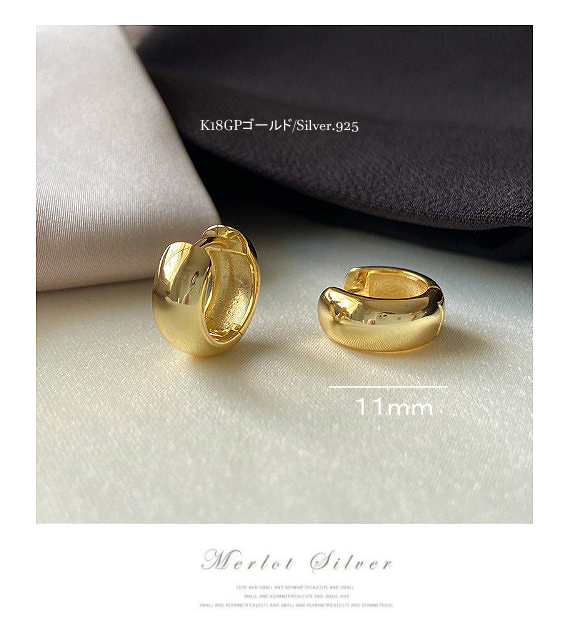 ゴールドカラー　両耳　21mm フープピアス　シルバー925 Amazon | [Puente] シルバー925 フープピアス 14mm ゴールド