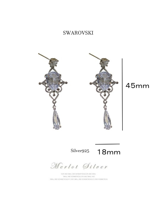 ピアス レディース スワロフスキー 人気 ロングピアス シルバー