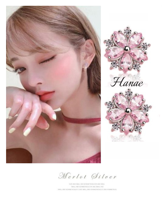ピアス レディース フラワー 花 スワロフスキー ピンク