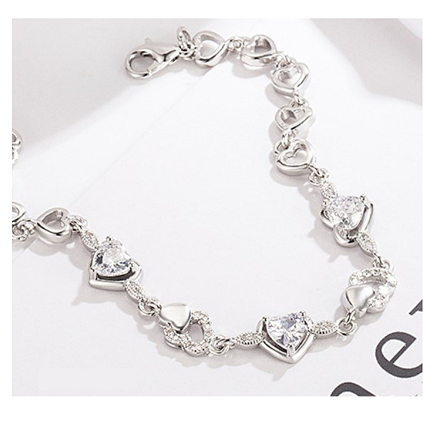 ブレスレット レディース プリンセスハート スワロフスキー シルバー