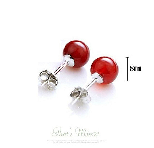 ピアス レディース シルバー925 8mm クリスタル レッド スタッド