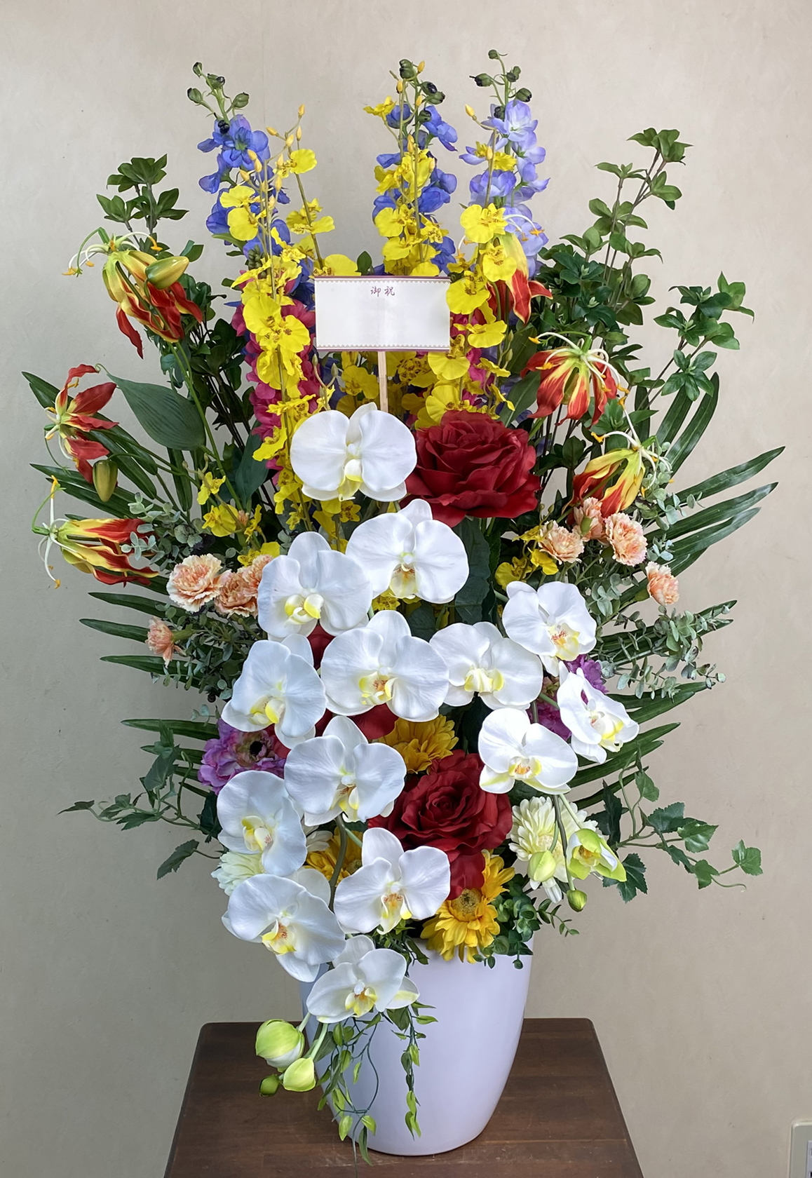 演壇花 花瓶花 光触媒 造花 フラワーアレンジ819 胡蝶蘭 壇上花タイプ