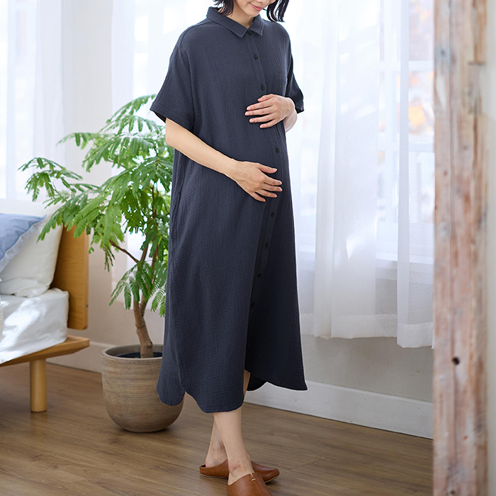 ワコールマタニティ　パジャマ（前開きワンピース） ANGELIEBE マタニティ パジャマ 半袖 夏 前開き 綿100