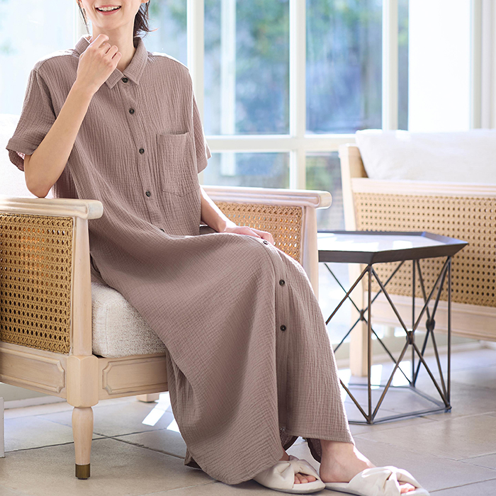 ANGELIEBE マタニティ パジャマ 夏 前開き 半袖 綿100