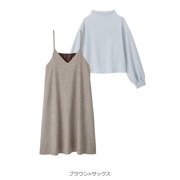 授乳服 マタニティ 服 ワンピース 授乳口付 セット 2WAY ボトルネック ニットソー トップス＆...