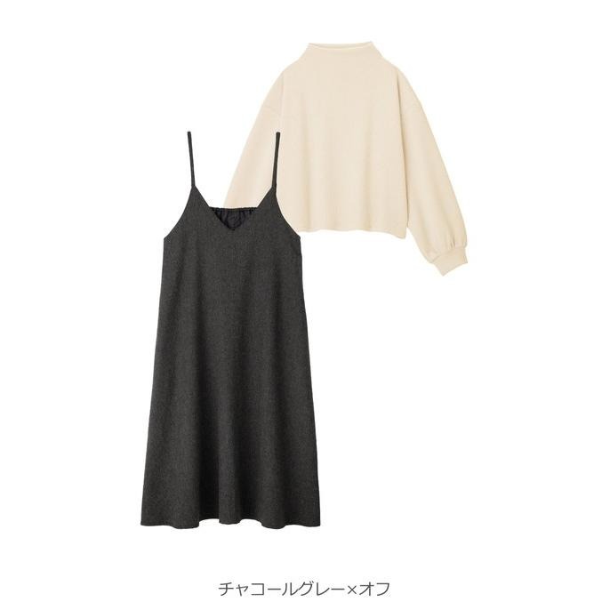 授乳服 マタニティ 服 ワンピース 授乳口付 セット 2WAY ボトルネック ニットソー トップス＆...