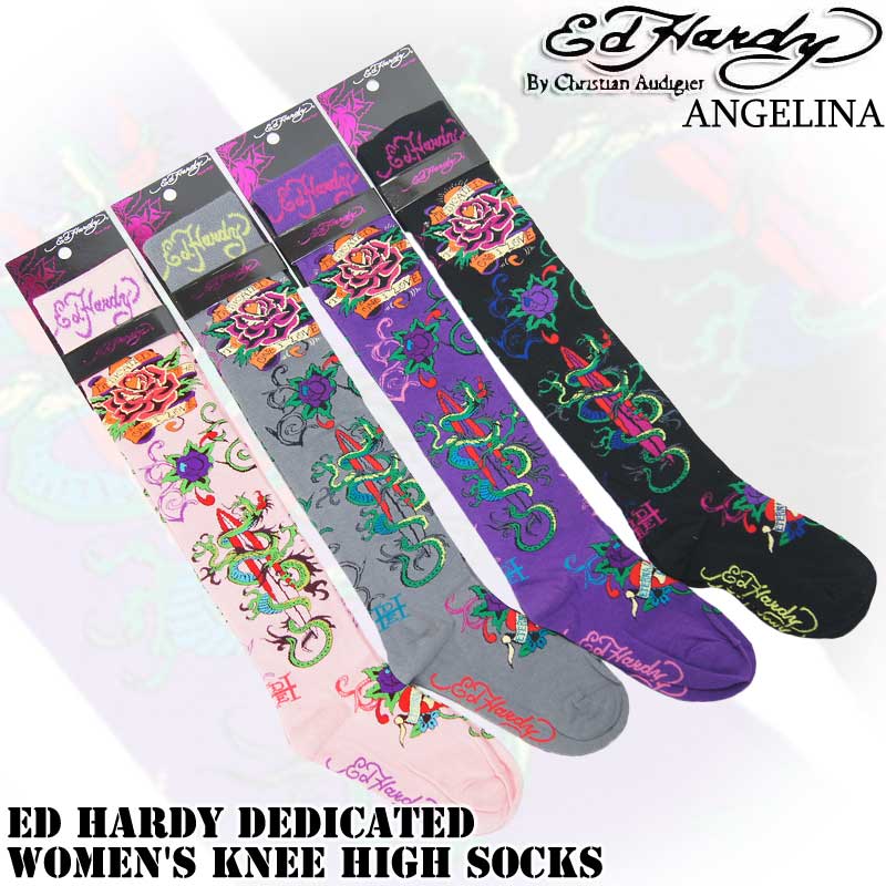 Ed Hardy（エド・ハーディー） ニーハイソックス！ローズドラゴン