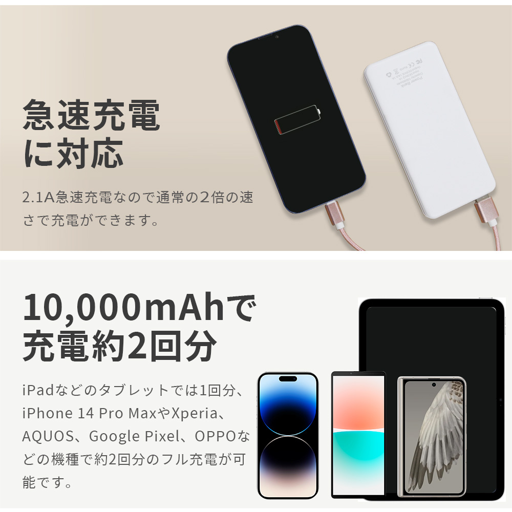 モバイルバッテリー iphone 10000m...の詳細画像5