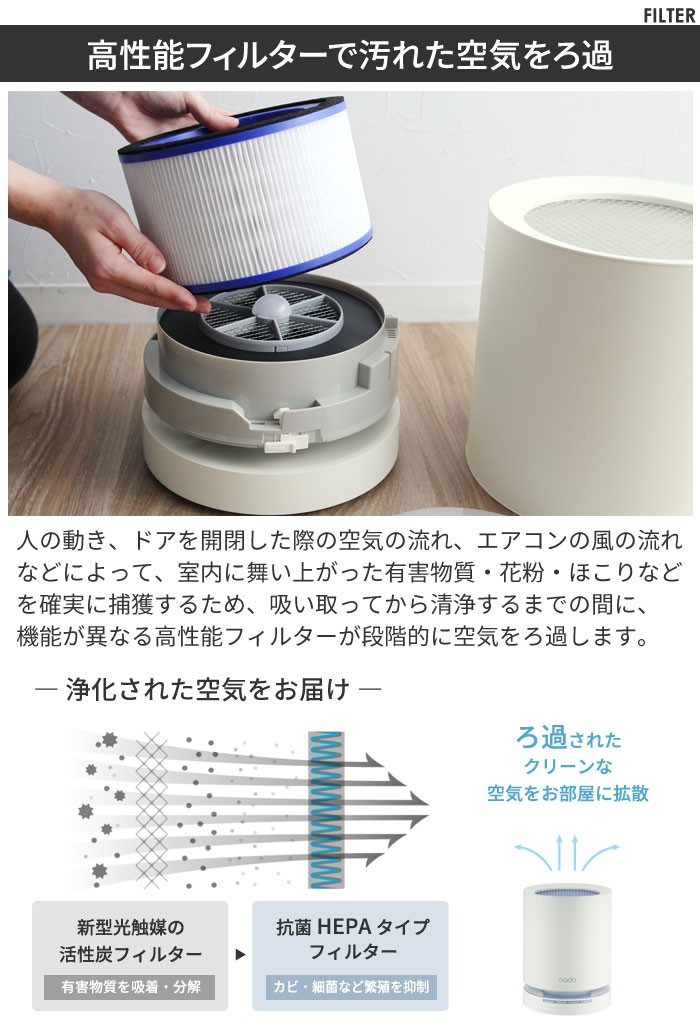 カドー　空気清浄機　LEAF120 ホワイト　美品 cado カドー 空気清浄機 LEAF 120 ホワイト ～約15畳用 AP-C120-WH
