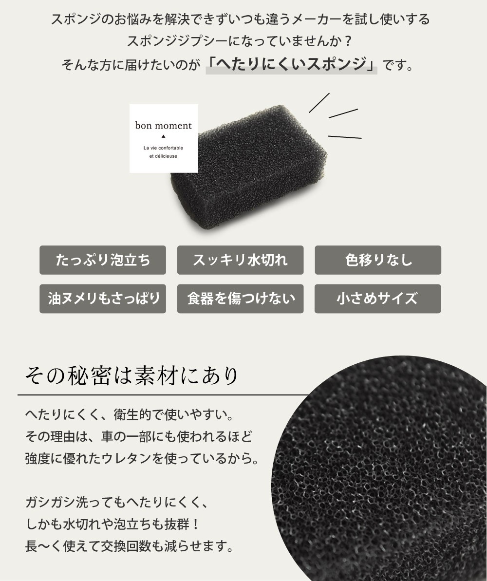 Bon 人気ショップが最安値挑戦 Moment へたりにくいキッチンスポンジ