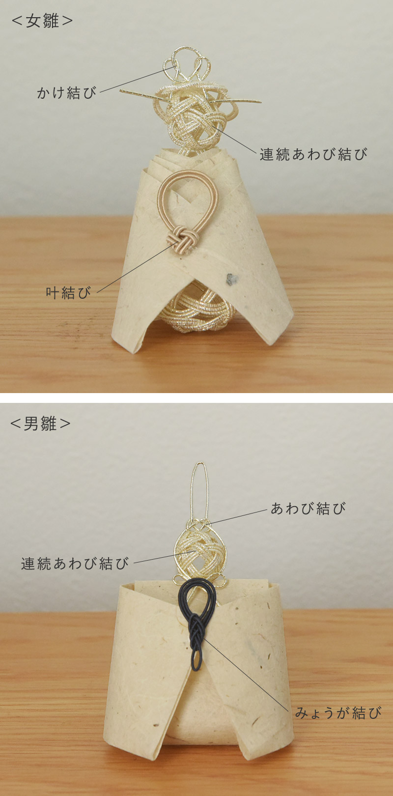 アンジェ別注】hare 手漉き和紙と水引の雛 日本製 桐箱入り 雛人形  